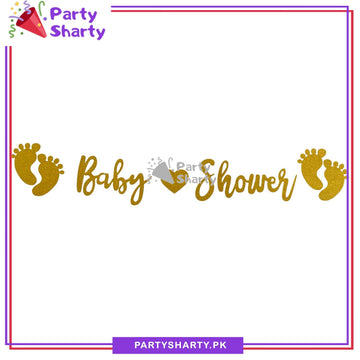 Baby Shower Golden Glitter Banner for Baby Shower Decoration and Celebration